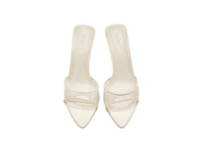 Schutz 75mm Elodie Vinyl Metallic Leather Mules In Silver
