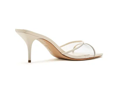 Schutz 75mm Elodie Vinyl Metallic Leather Mules In Silver