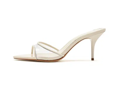 Schutz 75mm Elodie Vinyl Metallic Leather Mules In Silver