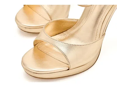 Schutz Scarlett Metallic Leather Platform Sandals In Gold