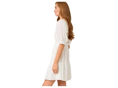 Lilly Pulitzer Hadly Short Sleeve Smocked Dress In Resort White Sunshowers Embroidery
