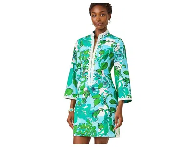 Lilly Pulitzer Shealyn 3/4 Sleeve Stretch Cotton Dress In Blue