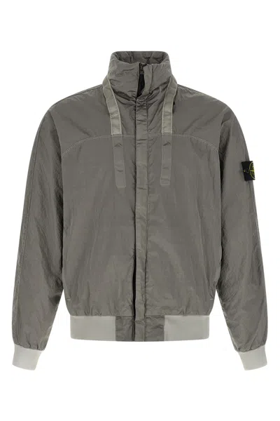Stone Island Grey Solid Logo Jacket In Gray