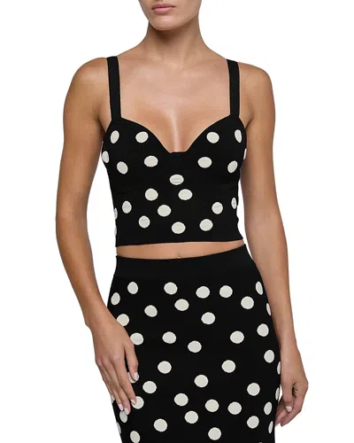 L'agence Tula Polka Dot Bra Knit Top In Black