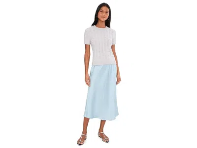 Vince Side Slit Matte Satin Slip Skirt In Blue