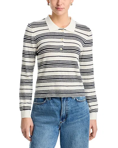 Frame Black And White Long-sleeved Polo Shirt With Striped Motif In Fabric Woman In Multi