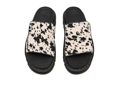 Dr. Martens Zebzag Dalmatian Hair On Leather Platform Slides In Multi