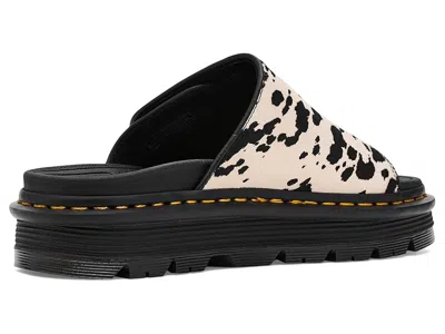 Dr. Martens Zebzag Dalmatian Hair On Leather Platform Slides In Multi
