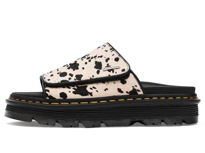 Dr. Martens Zebzag Dalmatian Hair On Leather Platform Slides In Multi