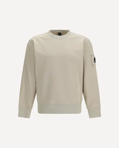 Moose Knuckles Alabaster Hartsfield Crew-neck Cotton Sweatshirt In Neutral