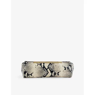 Khaite Donna Snakeskin Embossed Evening Clutch In White