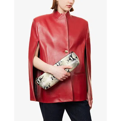 Khaite Donna Snakeskin Embossed Evening Clutch In White