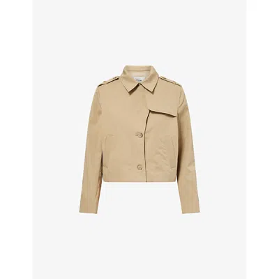 Frame Womens Khaki The Short Cotton Trench Jacket In Brown
