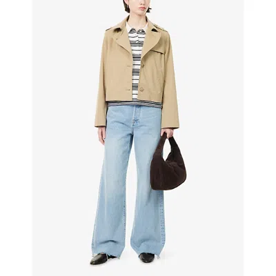 Frame Womens Khaki The Short Cotton Trench Jacket In Brown