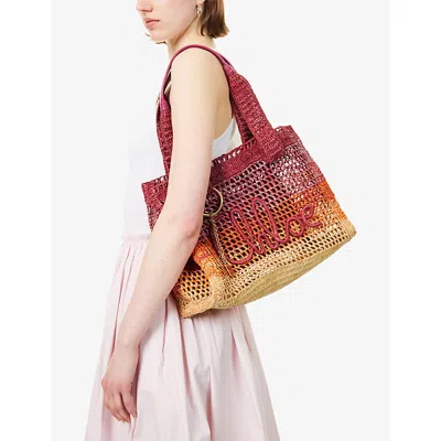 Chloé Womens Multicolor Orange Summer Banana East-west Raffia Tote Bag In Multi