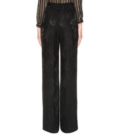 Shop Etro Floral Jacquard Trousers In Black