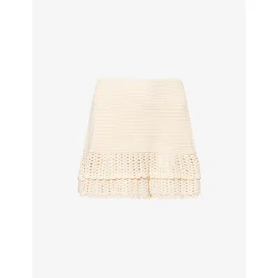 Devon Windsor Mens Vanilla Wrenn Crochet Mini Skirt In White