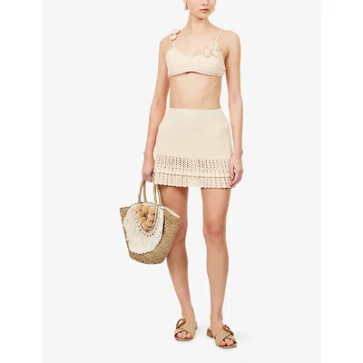 Devon Windsor Mens Vanilla Wrenn Crochet Mini Skirt In White