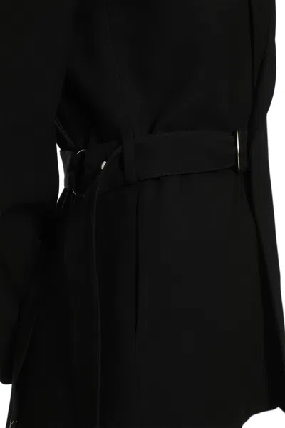 Loewe Womens Black Peak-lapel Draped Wool And Leather Blend Jacket In Black