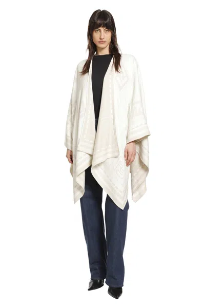 Fendi Geometric-patterned Cape In Neutral