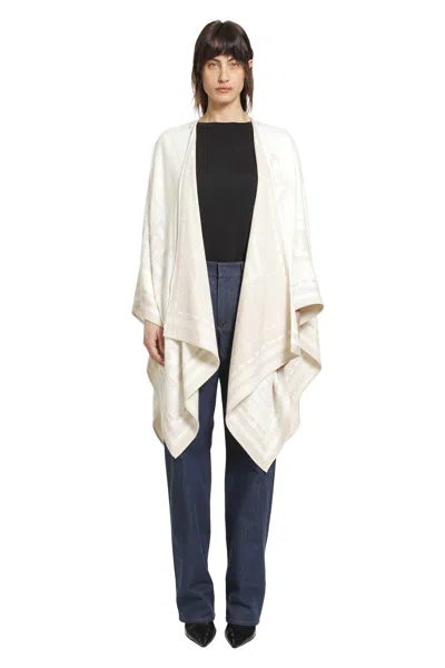 Fendi Geometric-patterned Cape In Neutral