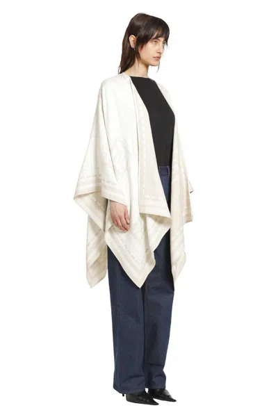 Fendi Geometric-patterned Cape In Neutral