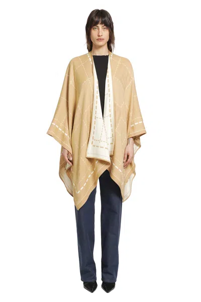 Fendi Draped Patterned Cape Jacket Collection In Brown