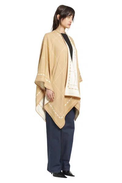 Fendi Draped Patterned Cape Jacket Collection In Brown