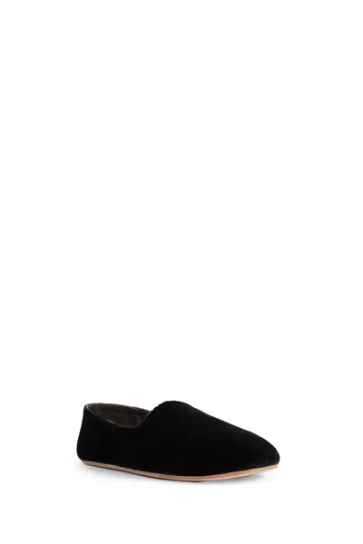 The Row Ponti Velvet Leather Sole Slippers In Black