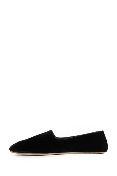 The Row Ponti Velvet Leather Sole Slippers In Black
