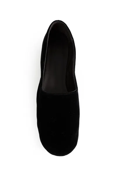 The Row Ponti Velvet Leather Sole Slippers In Black
