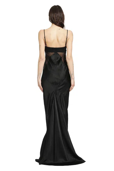 Rick Owens Panelled Satin Midi Slip Dress In Black