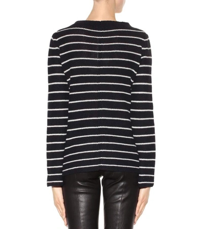 Shop The Row Stretton Striped Cashmere And Silk Sweater In Dark Eavy