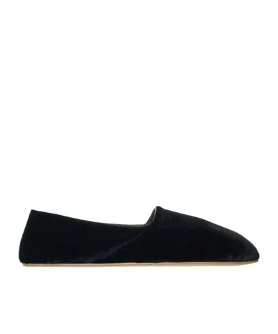 The Row Ponti Velvet Leather Sole Slippers In Black
