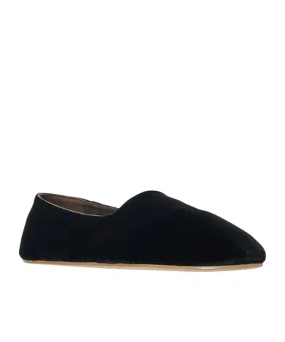 The Row Ponti Velvet Leather Sole Slippers In Black
