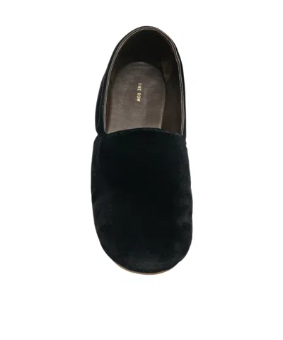 The Row Ponti Velvet Leather Sole Slippers In Black