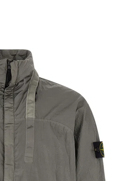 Stone Island Grey Solid Logo Jacket In Gray