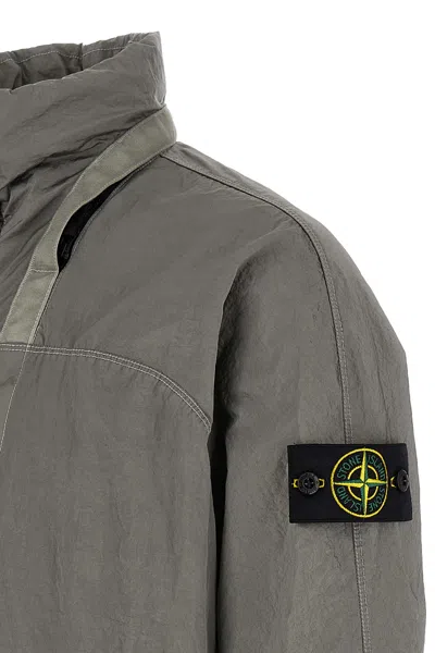Stone Island Grey Solid Logo Jacket In Gray