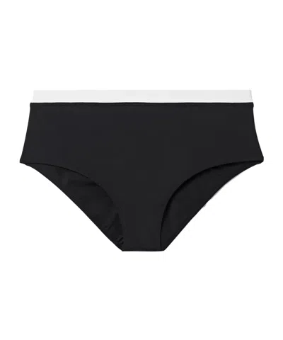 Staud Devon High Rise Bikini Bottoms Black/white In Black