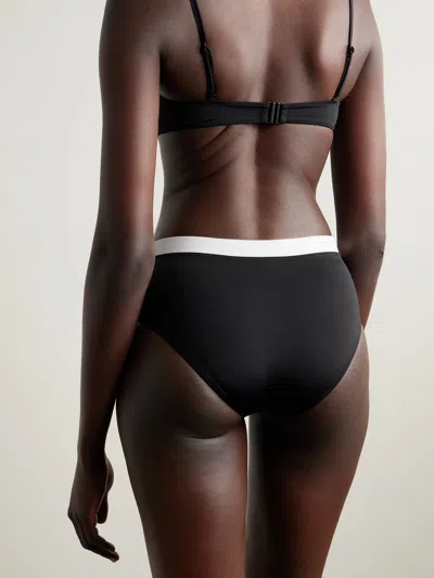 Staud Devon High Rise Bikini Bottoms Black/white In Black