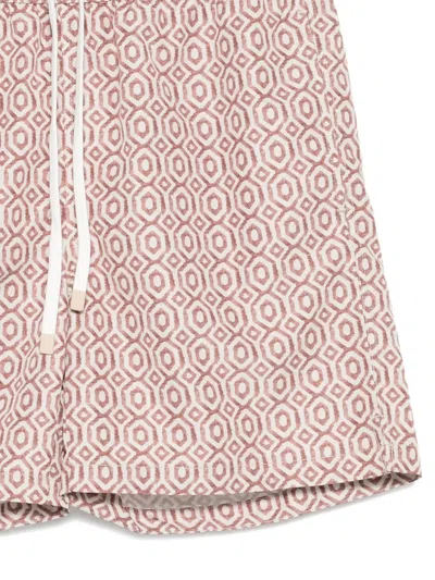 Eleventy Geometric Pattern Swim Trunks In Pink