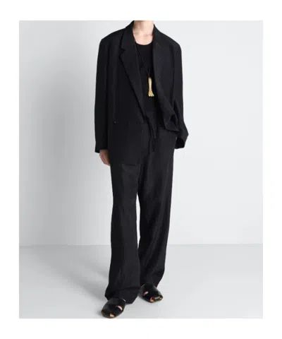 Lemaire Double-breasted Coat In Black