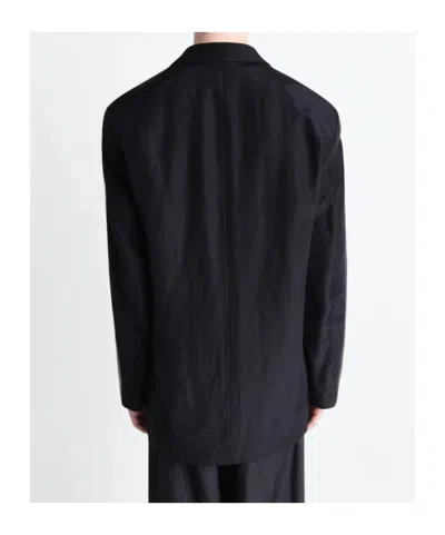 Lemaire Double-breasted Coat In Black