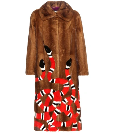Gucci Kingsnake Intarsia Mink Fur Coat, Gucci Fur Coat Snake