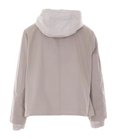 Herno Hooded Buttoned Jacket In Neutral
