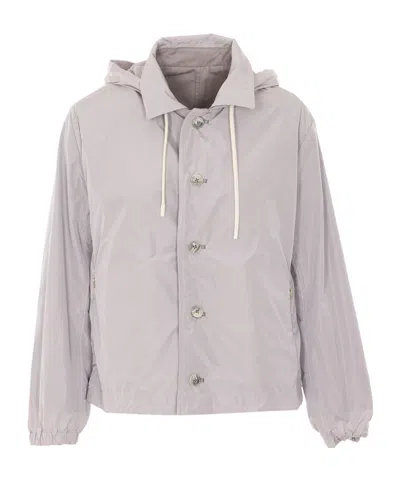 Herno Hooded Buttoned Jacket In Neutral