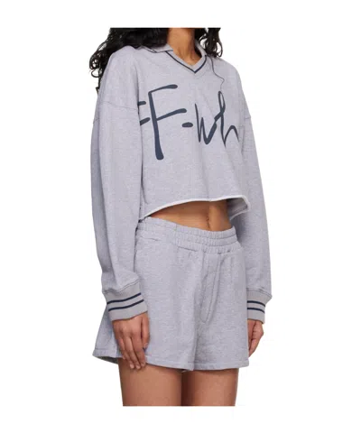 Off-white Script Polo Sweatshirt In Gray