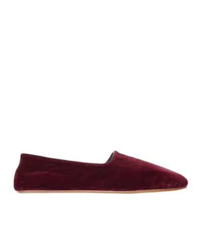 The Row Ponti Velvet Slip-on Shoes In Burgundy