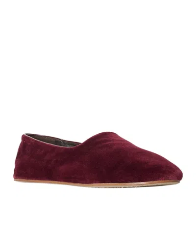 The Row Ponti Velvet Slip-on Shoes In Burgundy