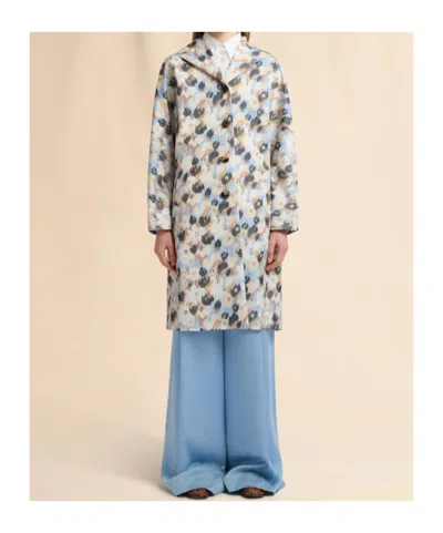 Marni Printed Button Parka Coat In Blue